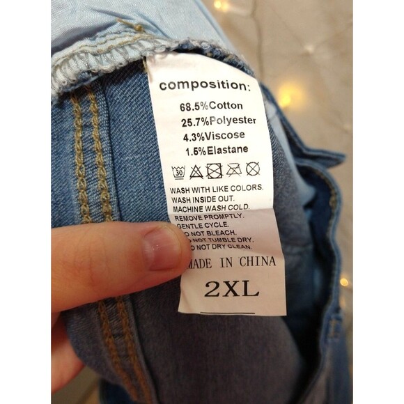 WOMENS 2X BLUE JEANS DISTRESSED STRETCH DESTROYED MIDRISE Y2K RIPPED BOYFRIEND - Picture 6 of 7